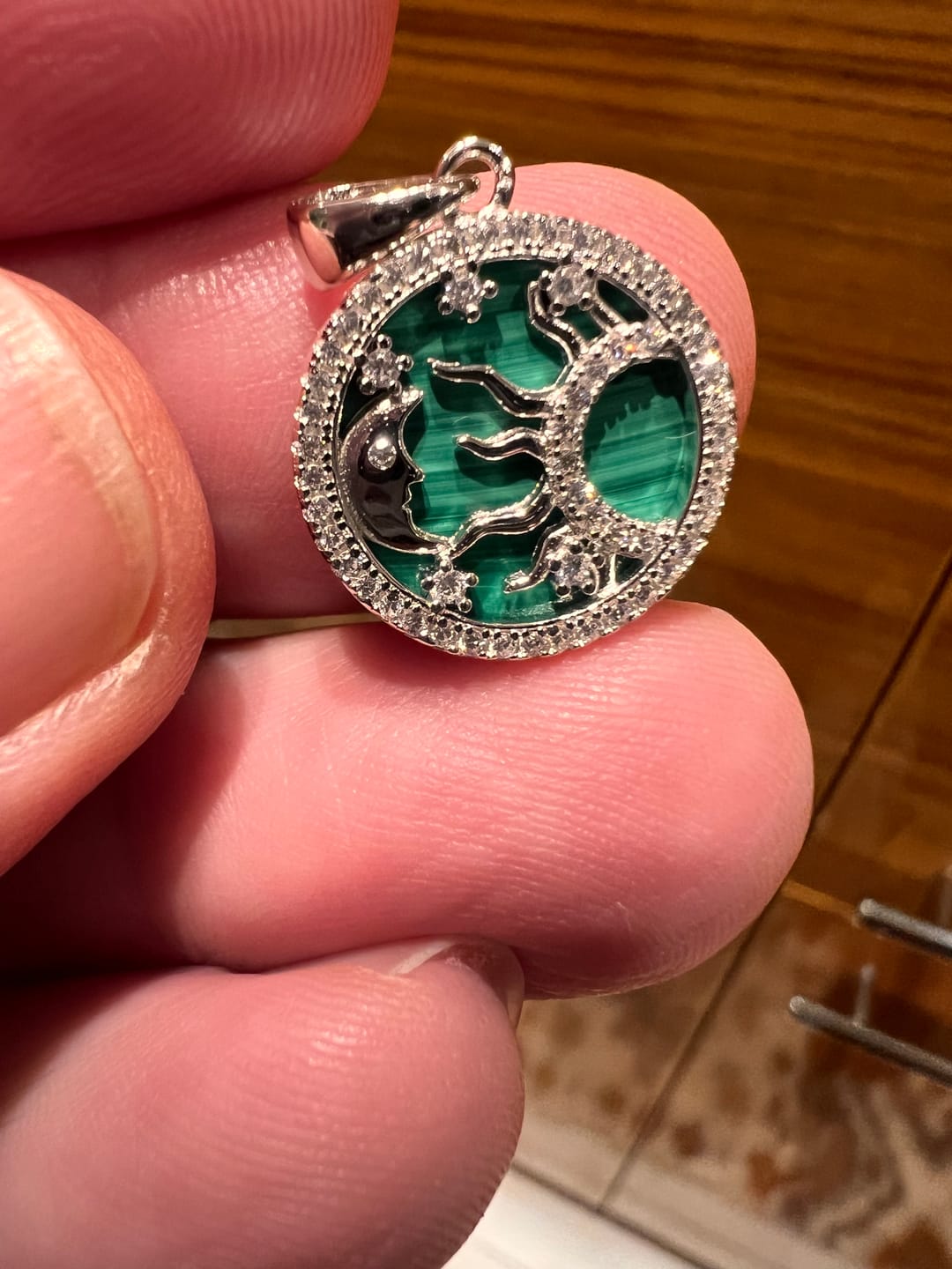 Customer photo review of Celestial Dreams Malachite Pendant