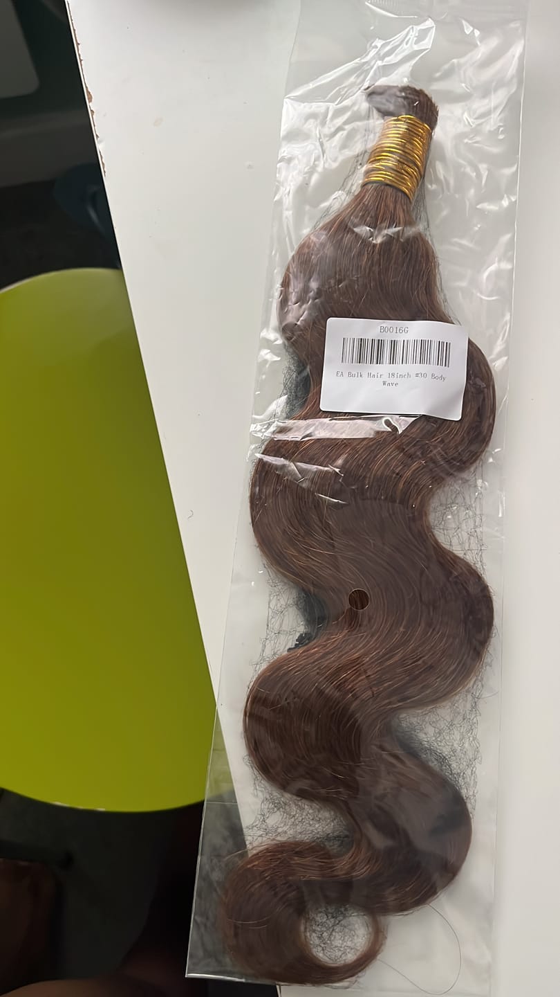 Customer photo review of #30 Light Brown Body Wave Bulk Human Braiding Hair