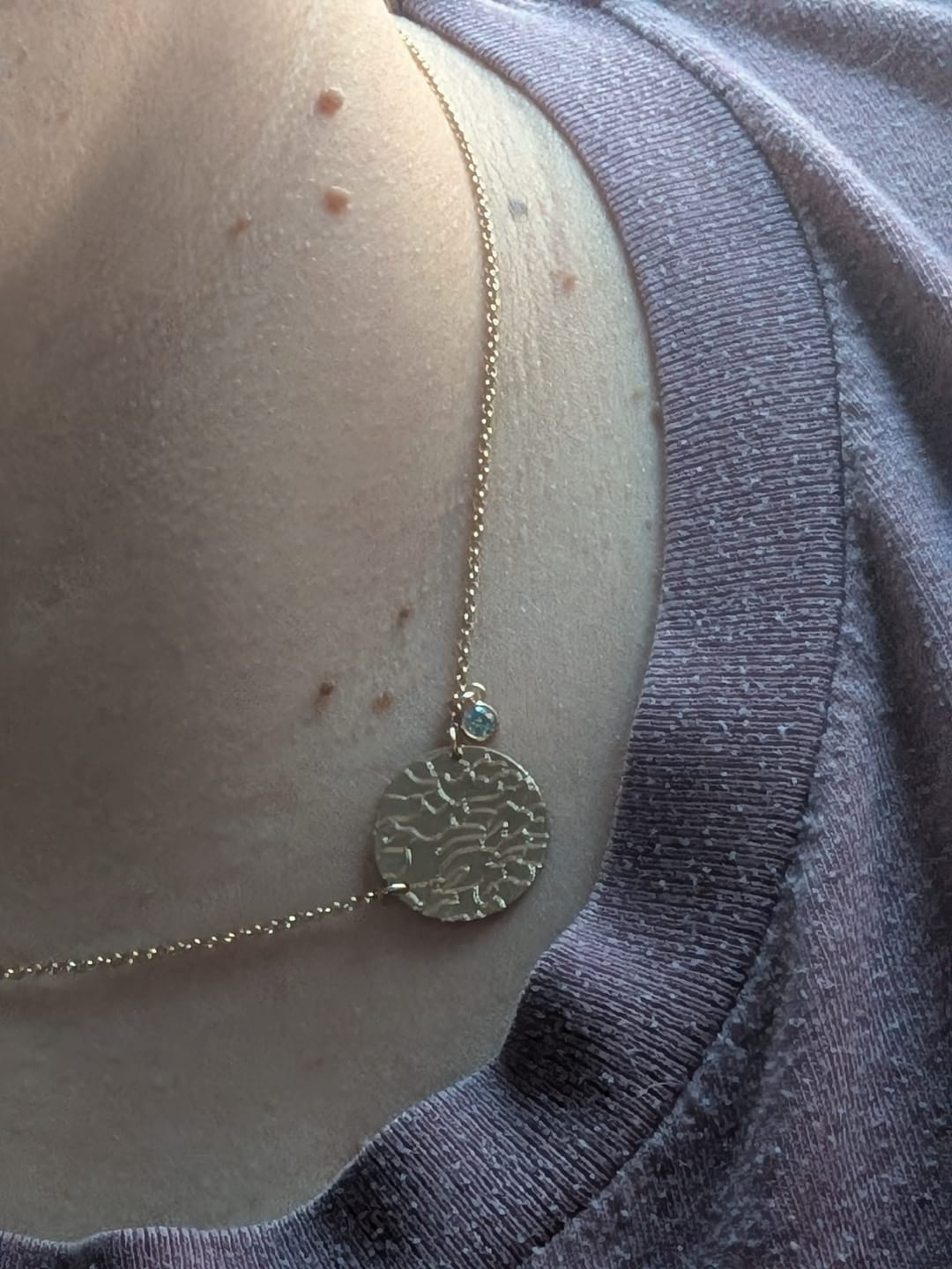 Customer photo review of Ruby Large Disk Necklace