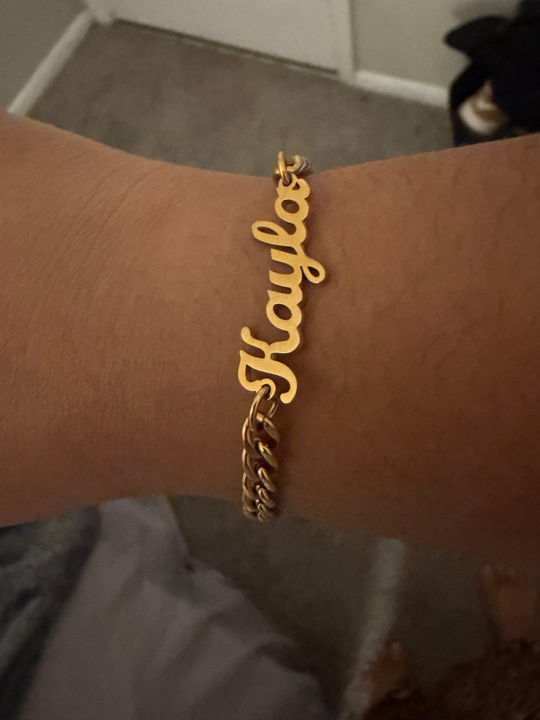Customer photo review of Name Bracelet w/ Cuban Chain