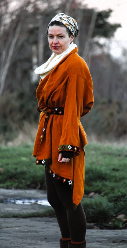 Customer photo review of NEW! Wool Cape Coat Cocoon Mustard