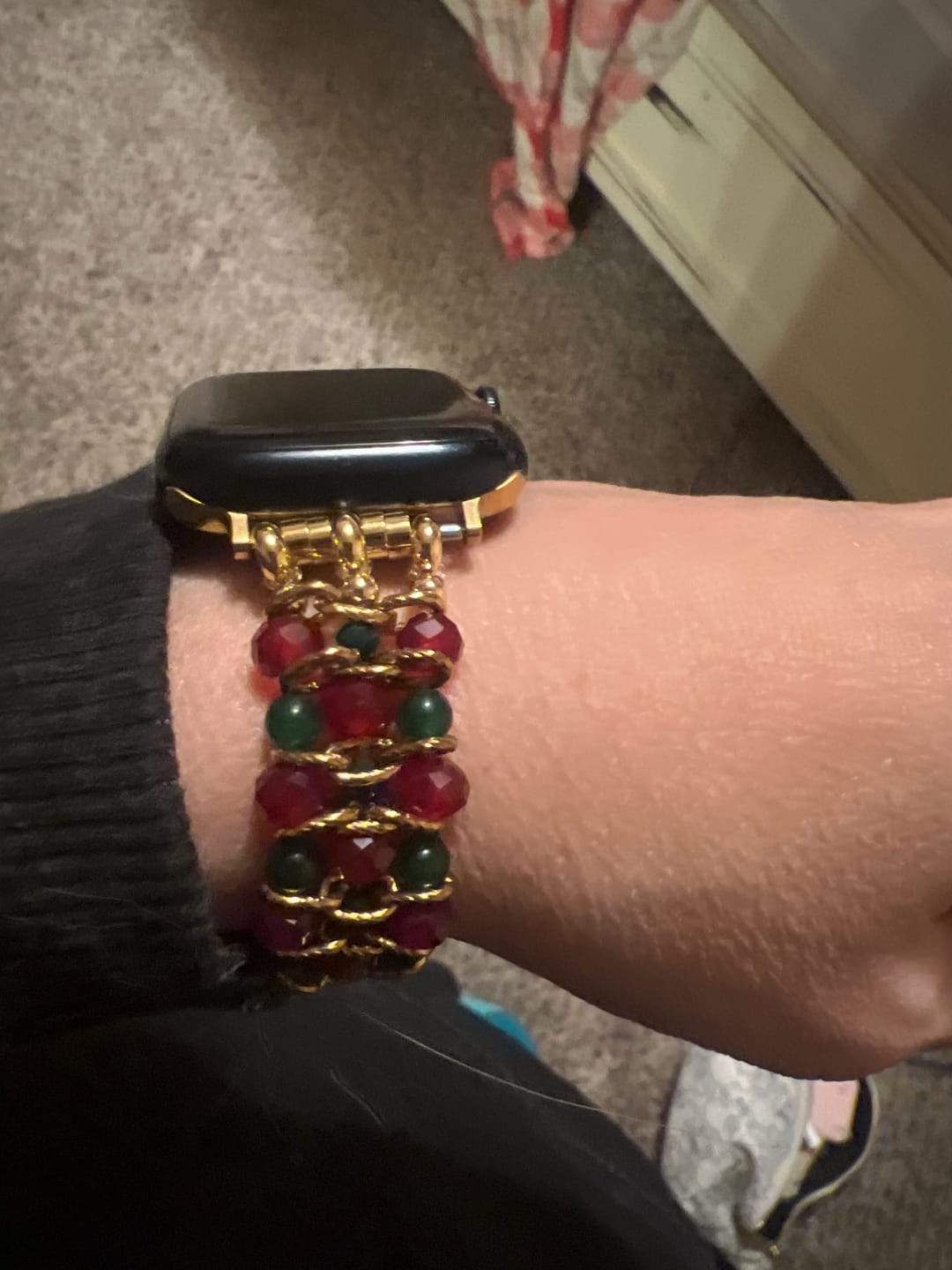 Customer photo review of Christmas Charm Stretch Apple Watch Strap