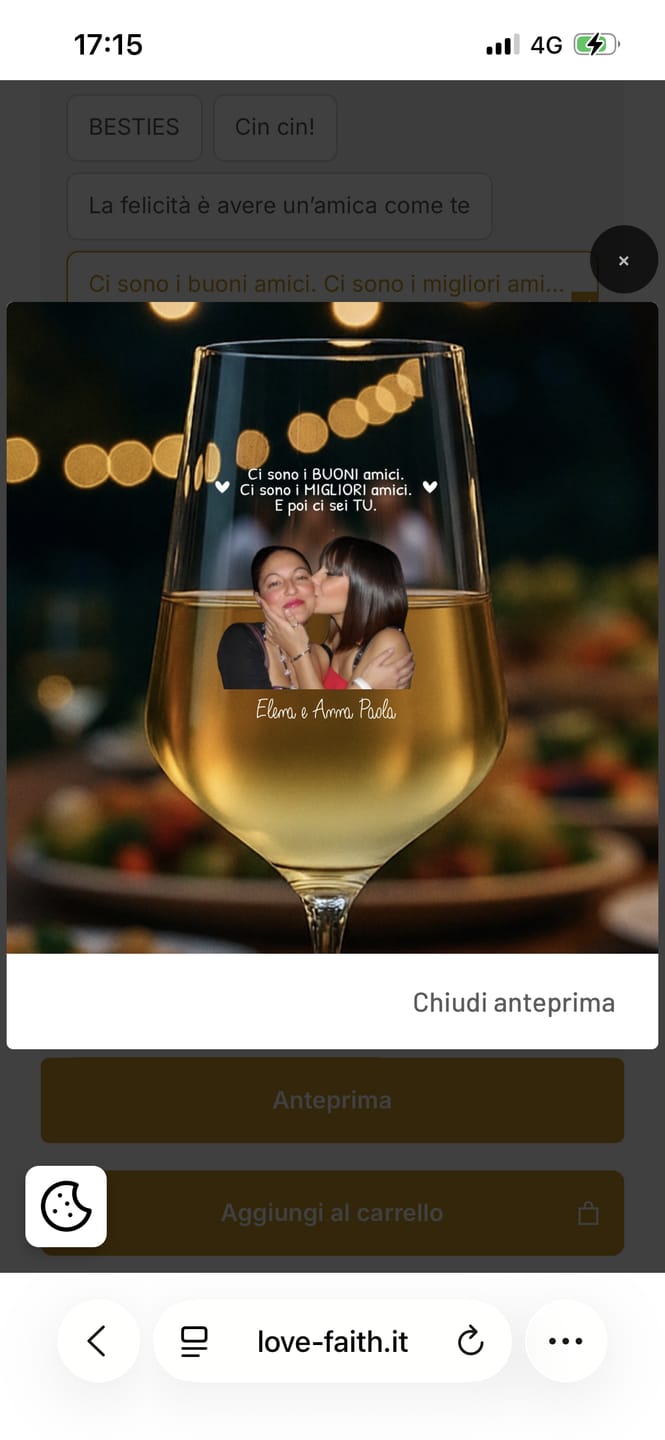 Customer photo review of Besties – Calice da vino stampato con foto per migliori amiche