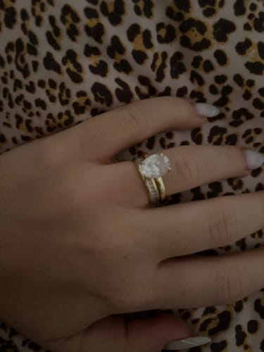 Customer photo review of Oval Hidden Halo Engagement Ring