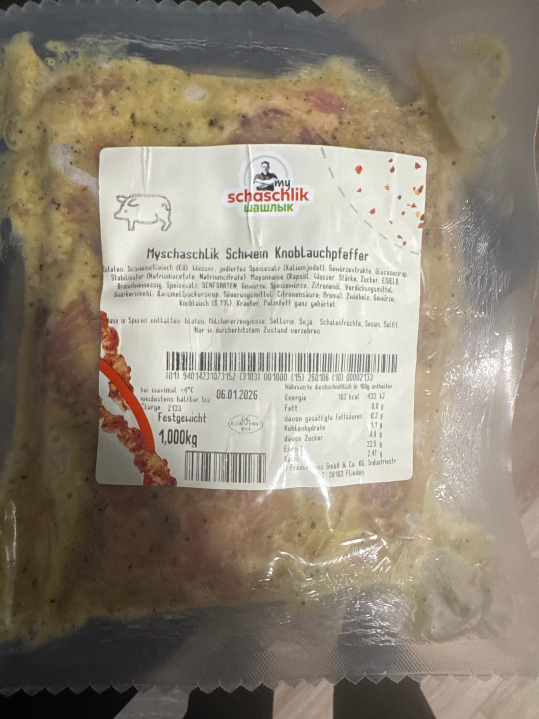 Customer photo review of Lamm-Schaschlik Knoblauch-Pfeffer – würzig mariniert aus der Keule | mySchaschlik