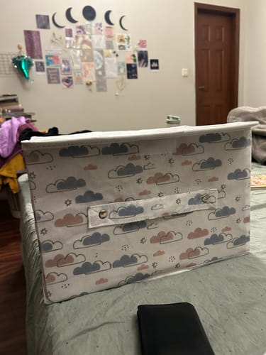 Customer photo review of Storage Box with Lid- Dreamy Clouds Cool Blue hues- Pack of 2