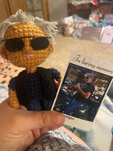 Customer photo review of Dolly® Personalized Crochet Doll with Photo Card
