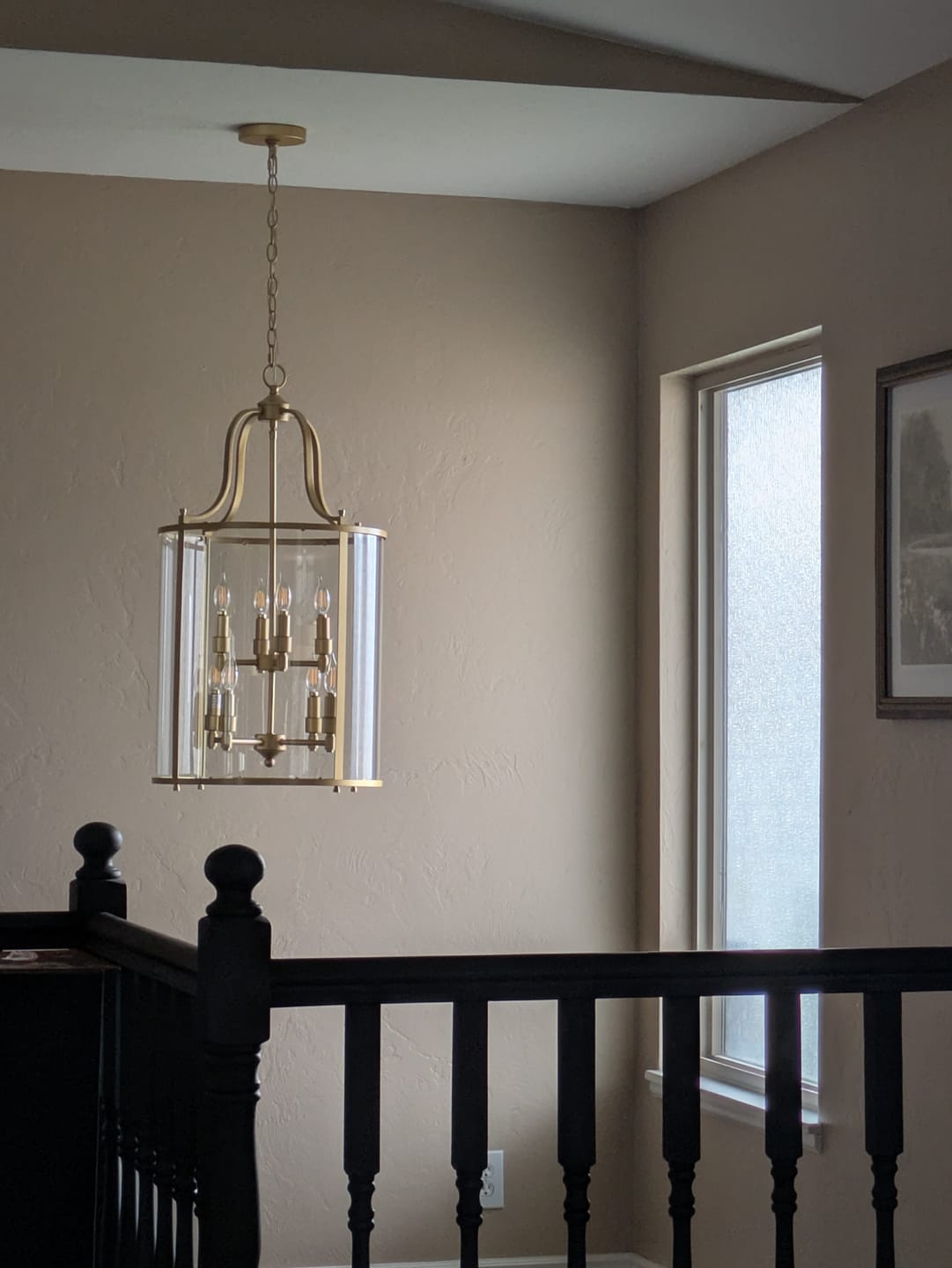 Customer photo review of Farmhouse Wide Clear Glass Cylinder Cage Pendant