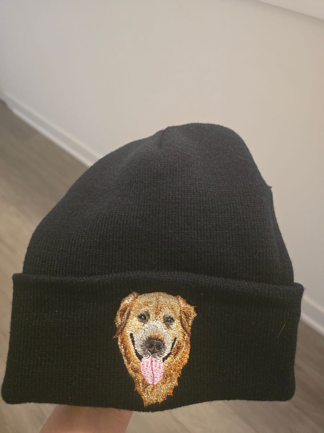Customer photo review of Custom Embroidered Beanie with Your Pet’s Face – Personalized Gift for Pet Lovers