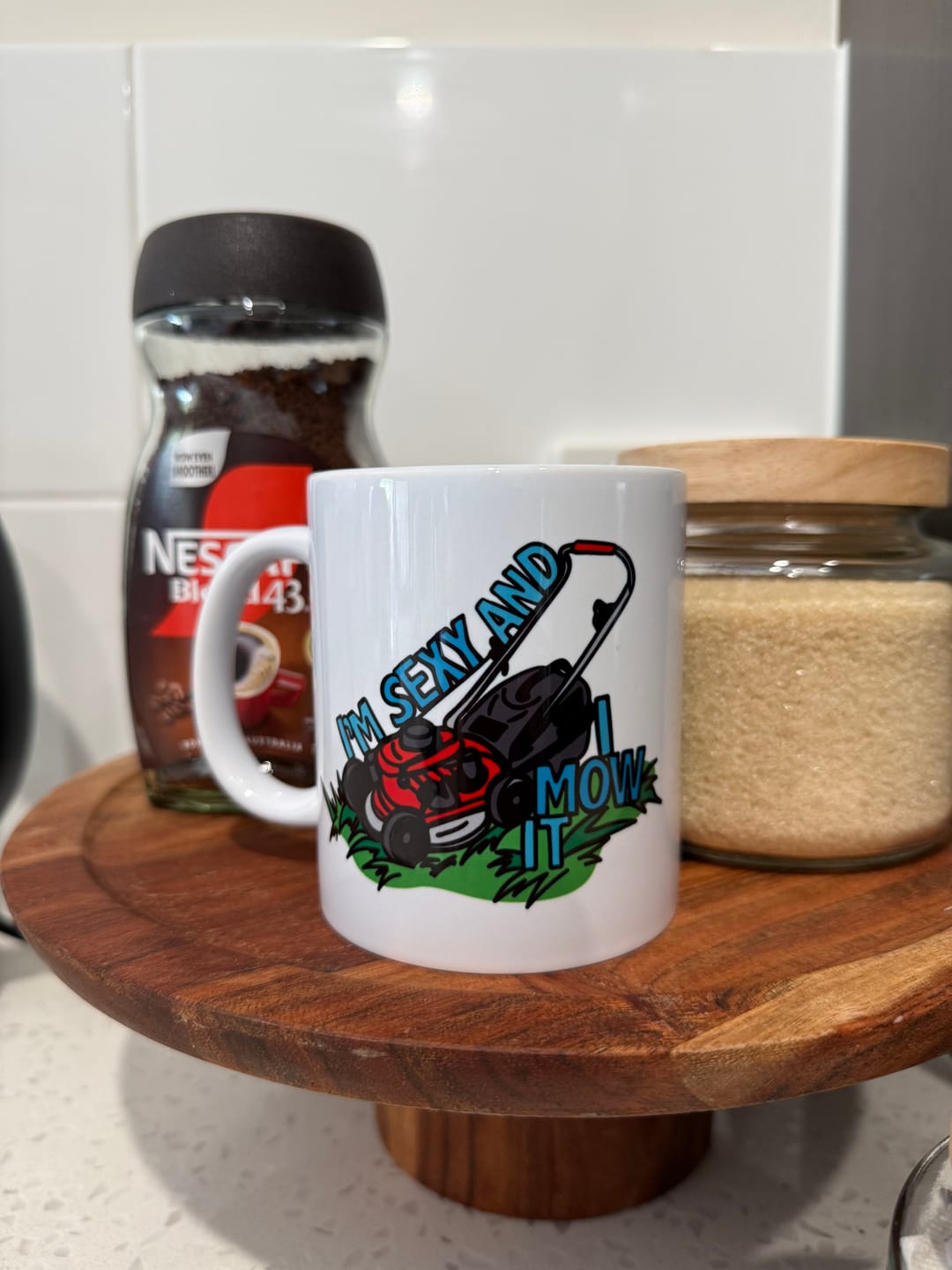 Customer photo review of Sexy And I Mow It 😘 🌾 – Coffee Mug