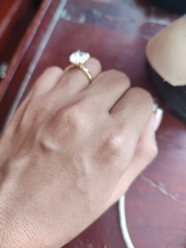 Customer photo review of Oval Hidden Halo Engagement Ring