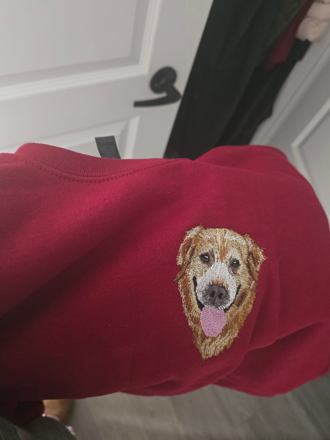 Customer photo review of Custom Embroidered Crewneck – Personalized Pet Sweatshirt for Pet Lovers