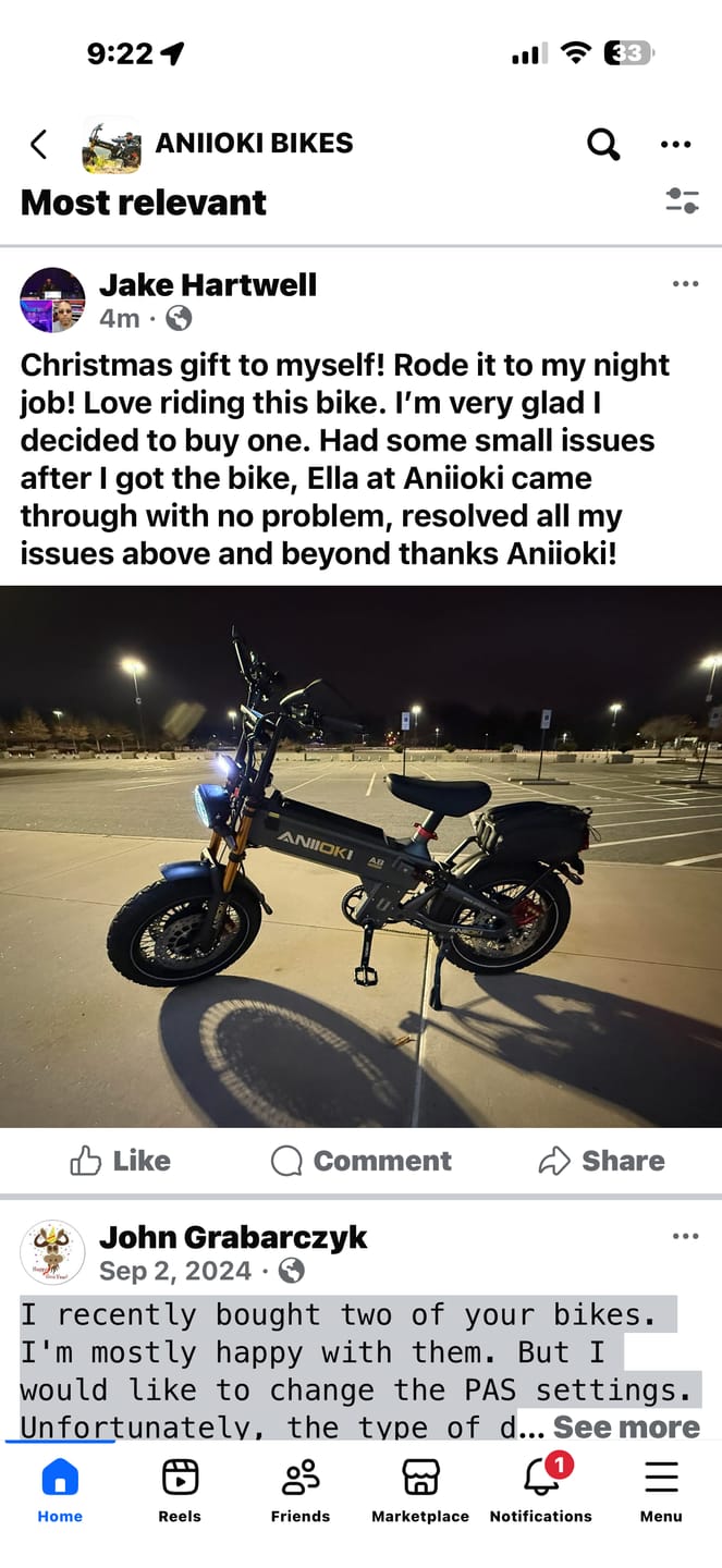 Customer photo review of ANIIOKI  A8 Pro Max 60V Dual Motor Ebike
