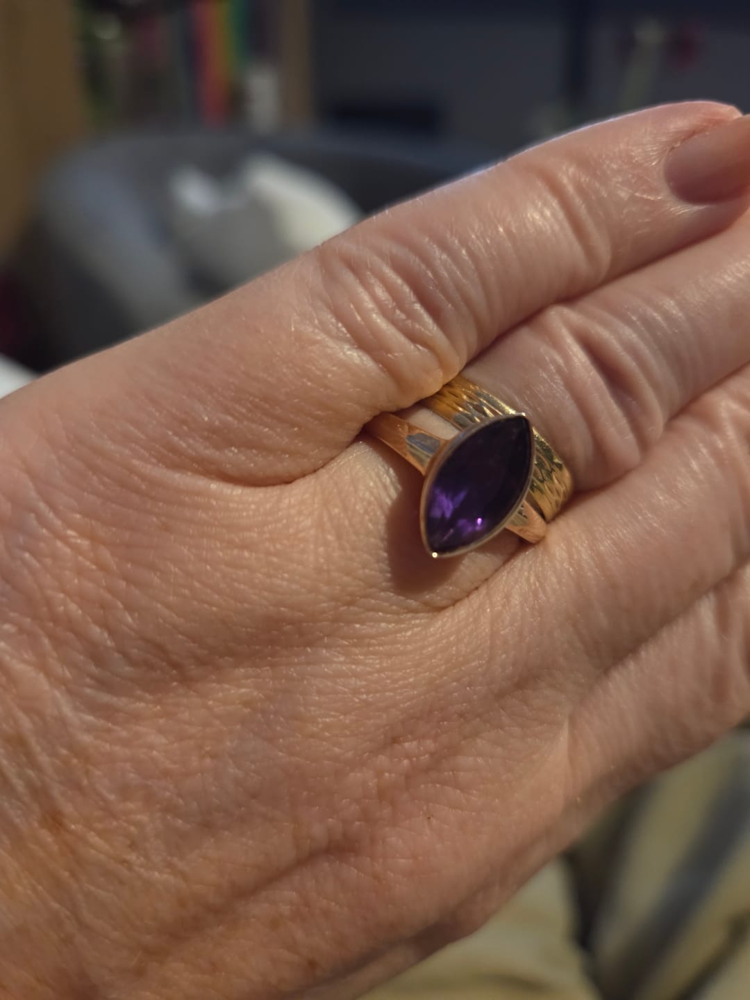 Customer photo review of Surf Moon Ring with Amethyst