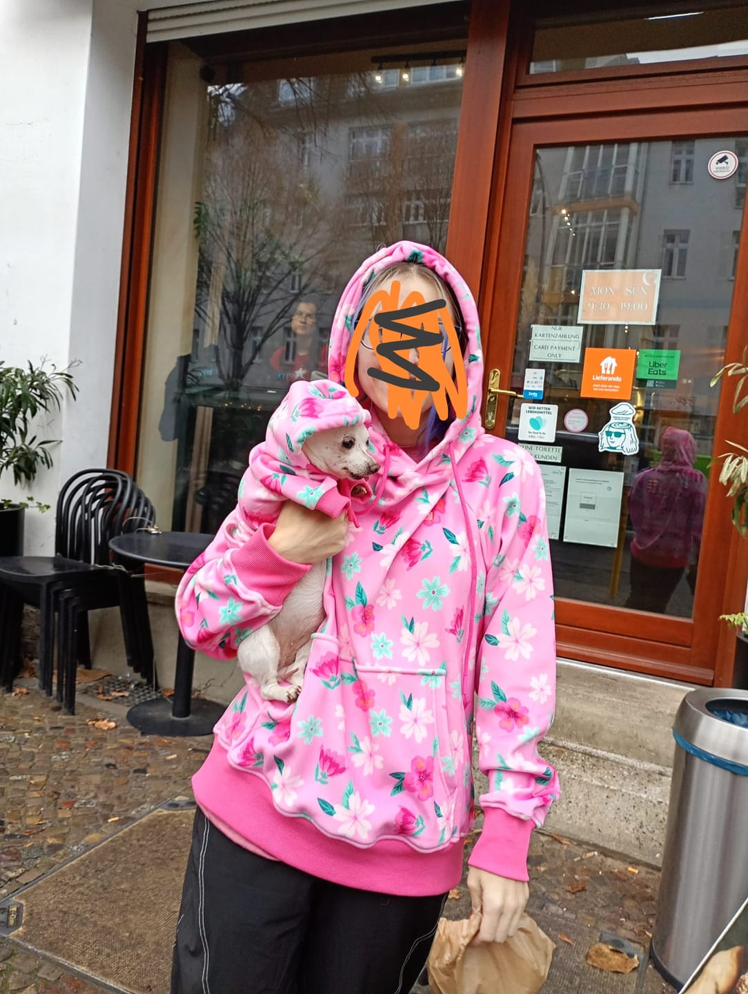 Customer photo review of Blossom Dog Hoodie - Pink