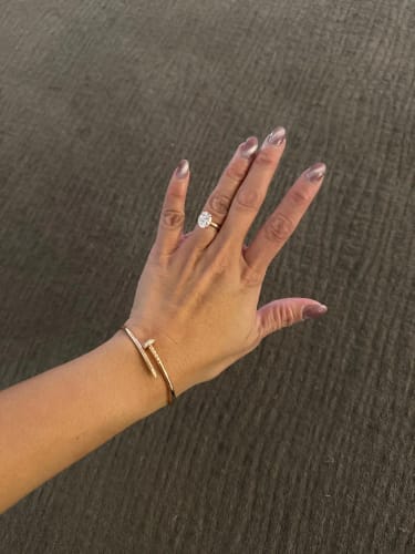 Customer photo review of Oval Hidden Halo Engagement Ring