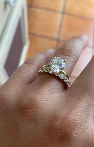 Customer photo review of Oval Hidden Halo Engagement Ring