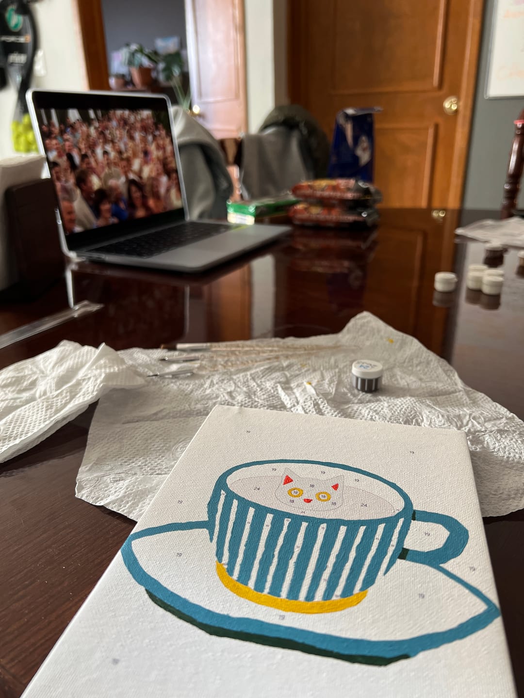 Customer photo review of 6 Mini Paintings -   Cats in Coffee Cups Set