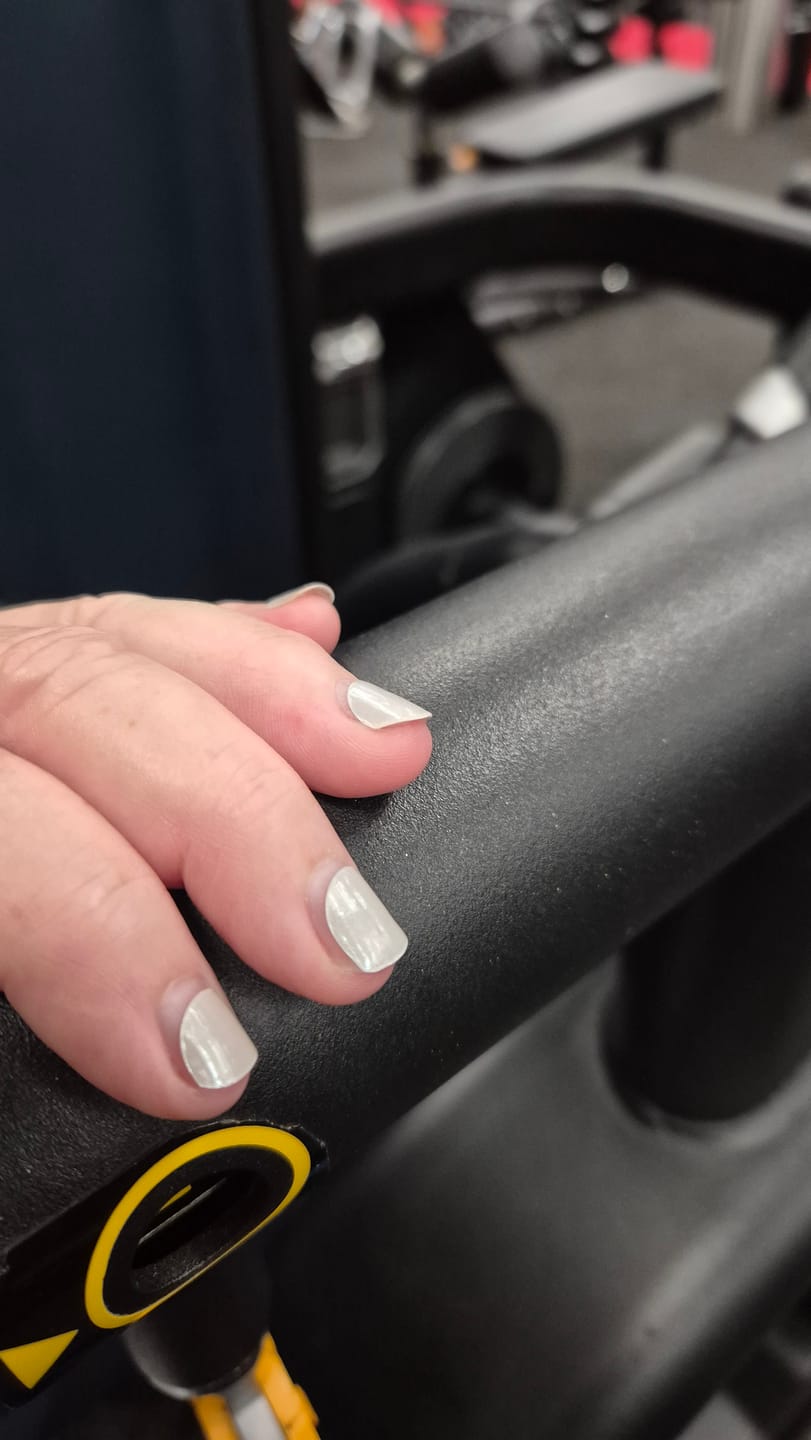 Customer photo review of Pastel Cloudy Blue DIY Semicured Gel Nail Sticker Kit