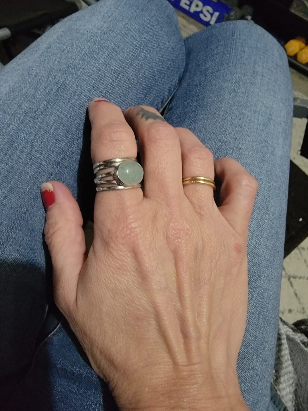 Customer photo review of Chunky Aquamarine Wrap Ring Sterling Silver