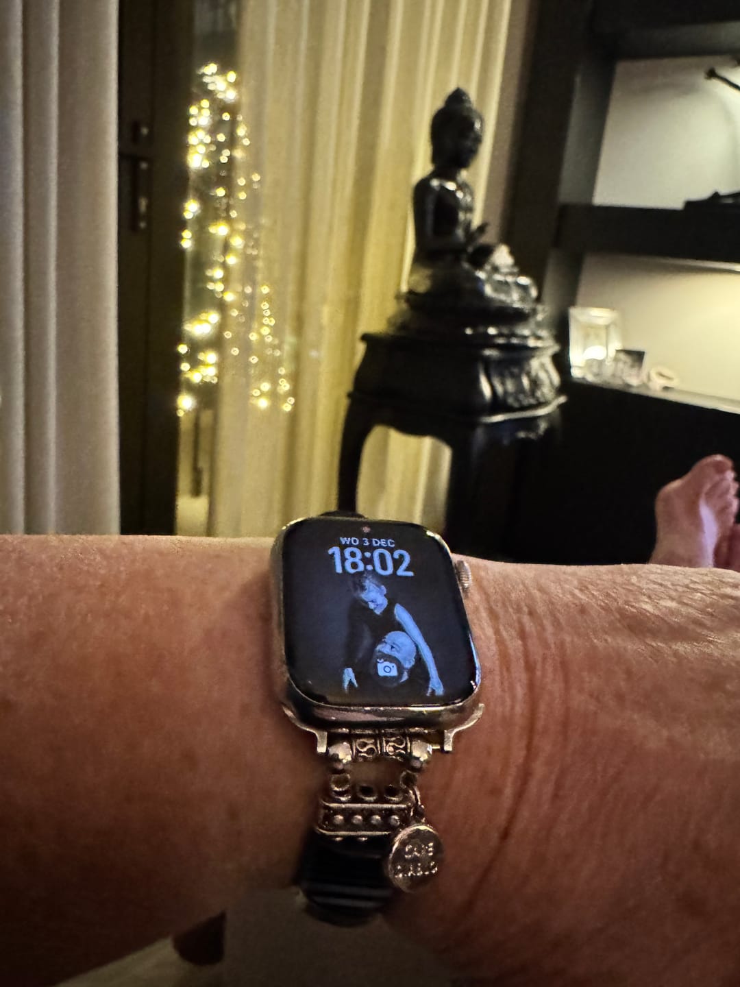 Customer photo review of Bohemian Noir Stretch Apple Watch Strap