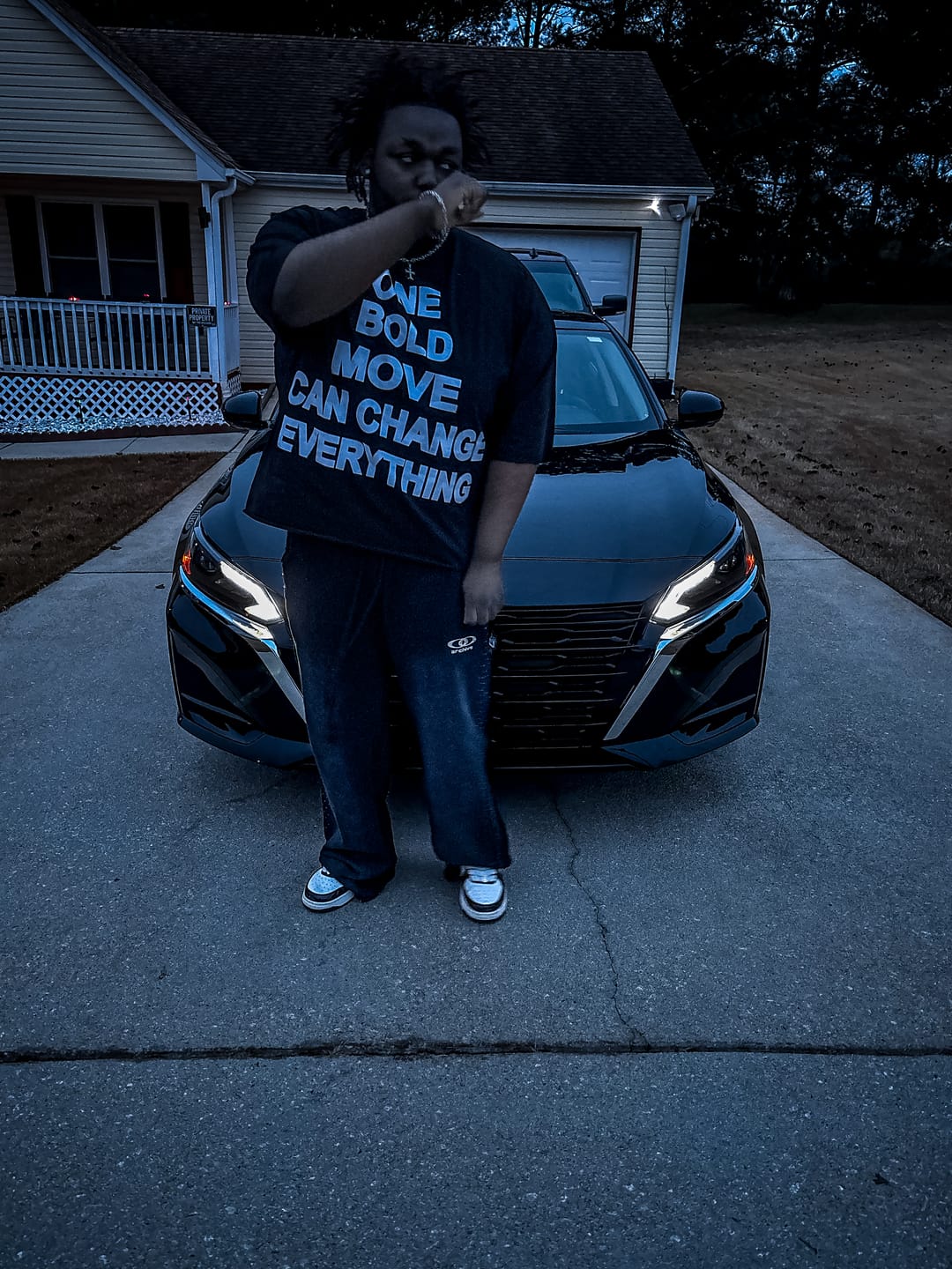 Customer photo review of One Bold Move Oversized Crop Tee (Black)