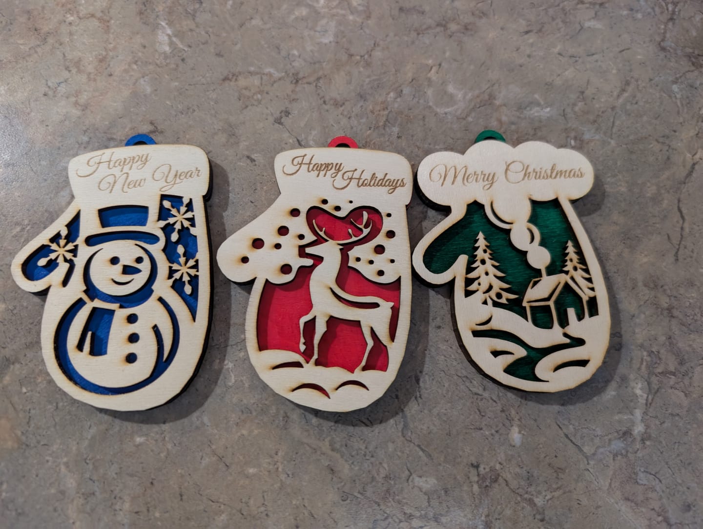 Customer photo review of Christmas gloves custom 6 ornaments laser cut svg file