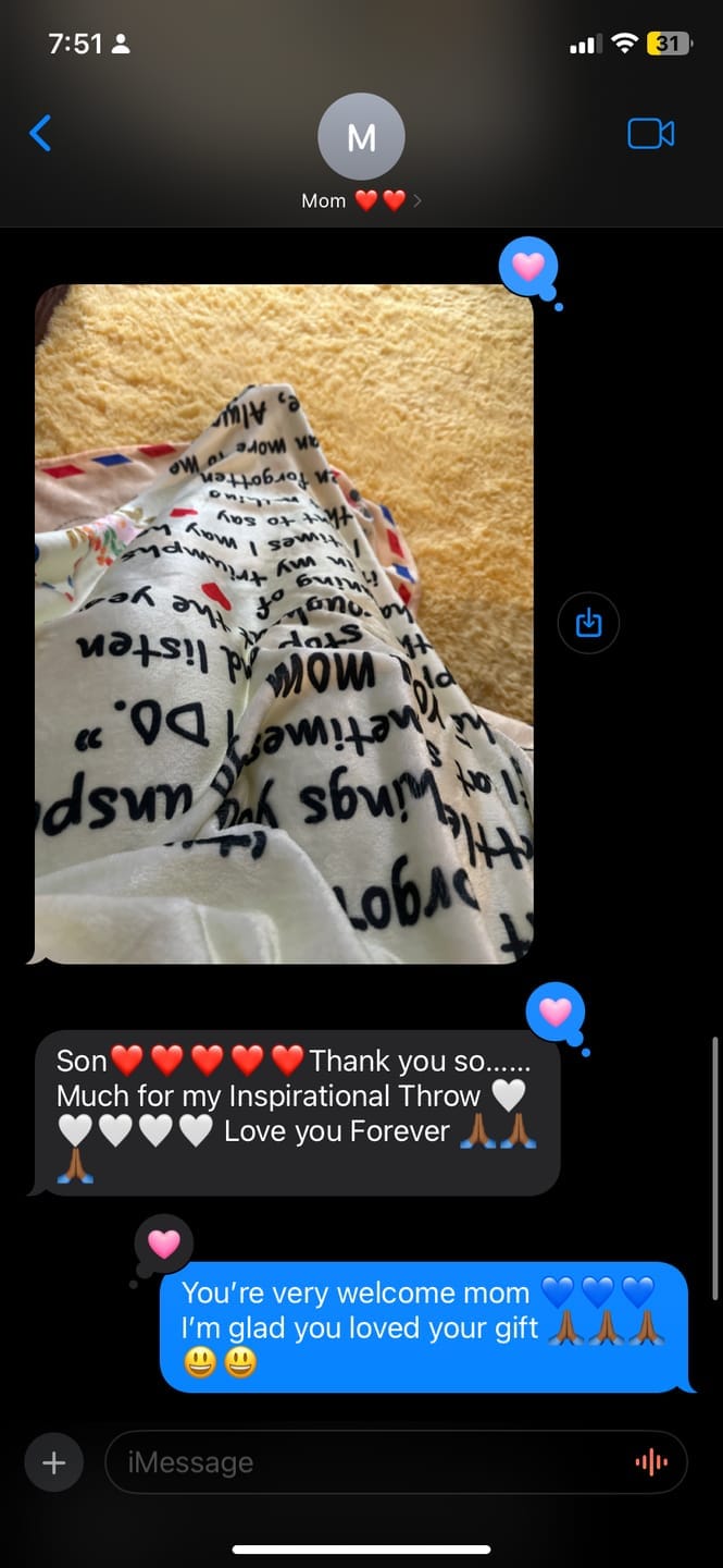Customer photo review of Mom - Giant Post Card Blanket Gift