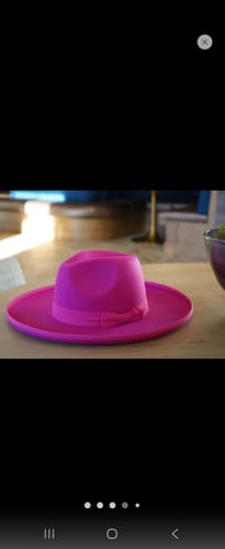 Customer photo review of Dallas Pencil Brim Fedora - Fuchsia