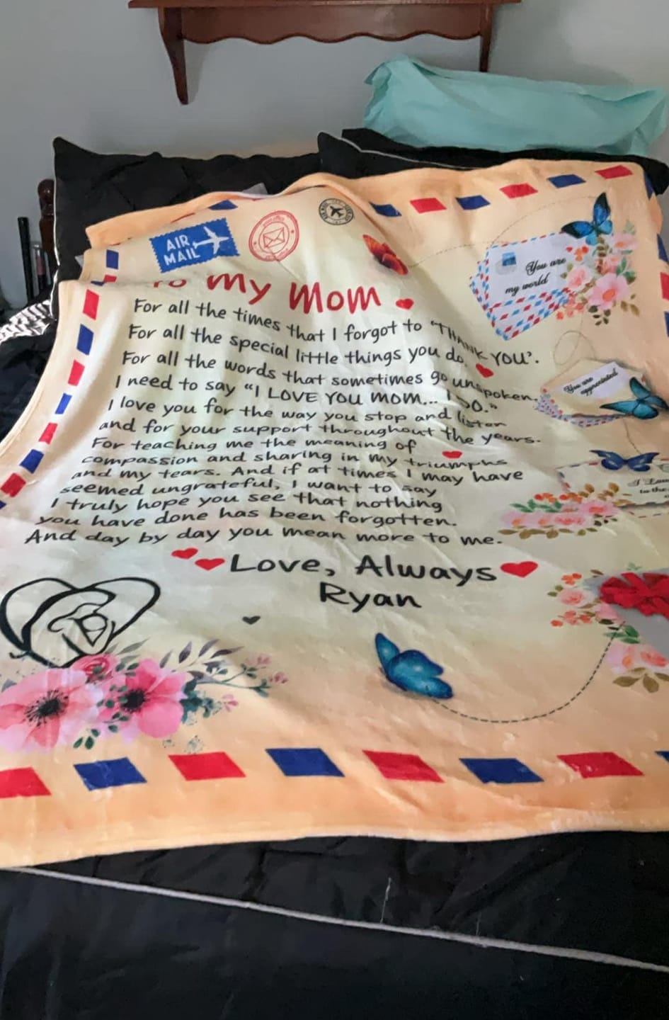 Customer photo review of Mom - Giant Post Card Blanket Gift