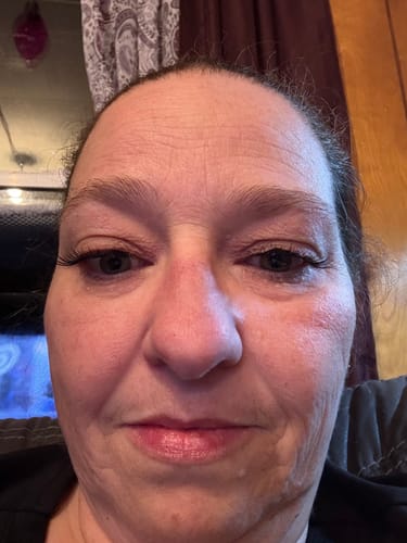 Close-up of a reviewer after their first attempt applying lashes with The Lashify Control Kit.