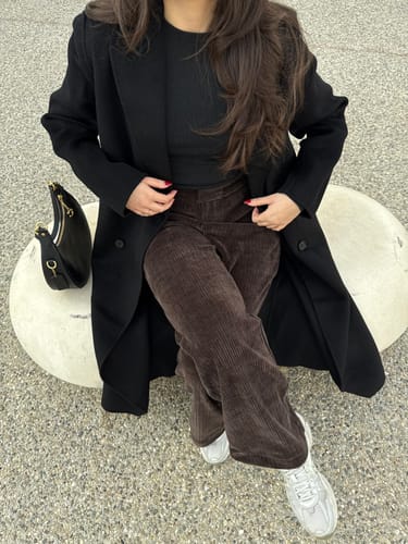 Customer photo review of LILY Relaxed Corduroy Wide-Leg Pants