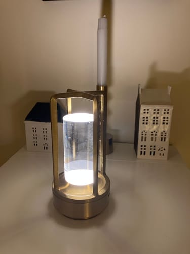 Customer photo review of Modern Cordless Metal Nordic Desk & Table Lamp - Cordless, Rechargeable, LED with Touch Control & Dimming Feature, Suitable for Bedroom, Home, Outdoor - Ideal Night Light for Restaurant and Home Usage