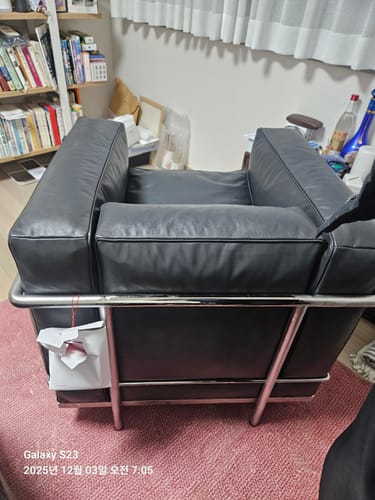 Customer detail photo of LC2 cushions and chrome structure