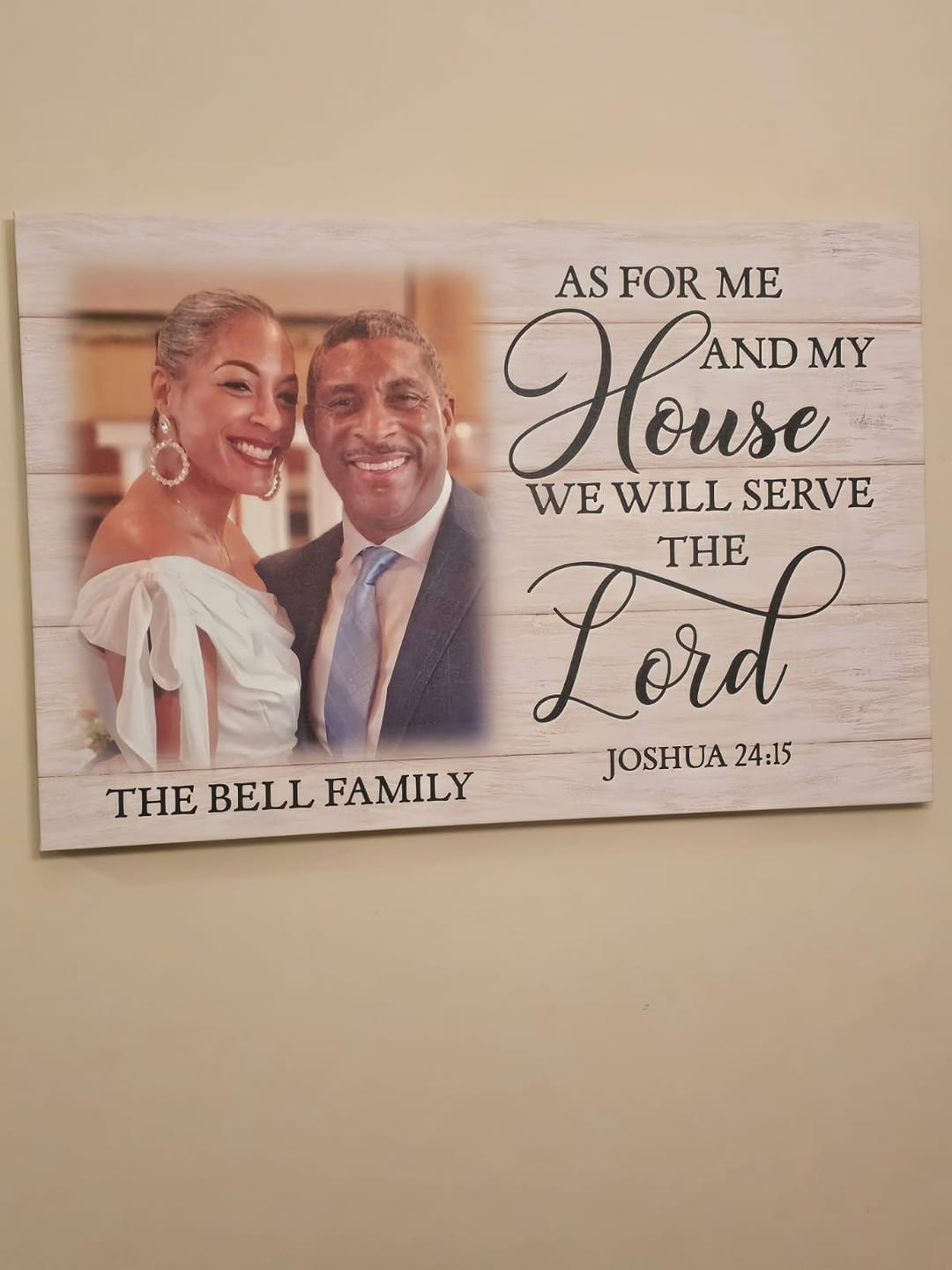 Customer photo review of Personalized, As for Me and My House Joshua 24:15, Custom Family Name & Photo, Wall Art Canvas
