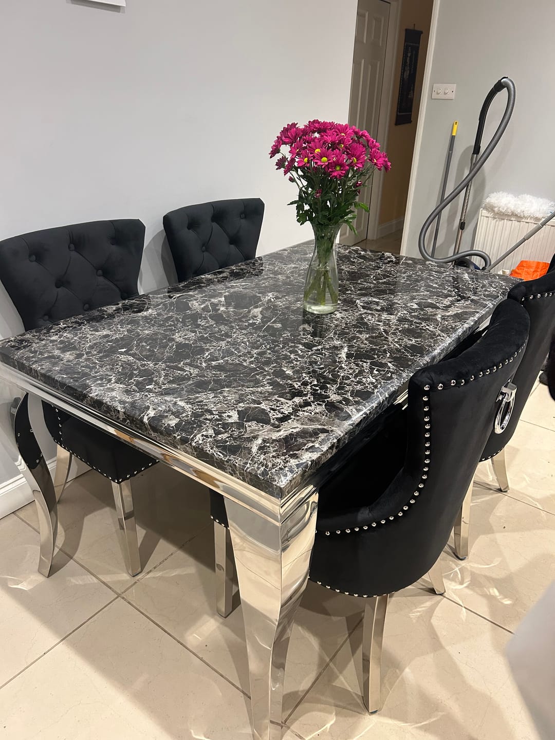 Customer photo review of Vienna Marble Dining Table With Chelsea Ring Knocker Chairs