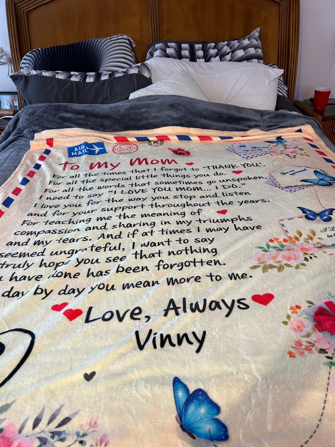 Customer photo review of Mom - Giant Post Card Blanket Gift