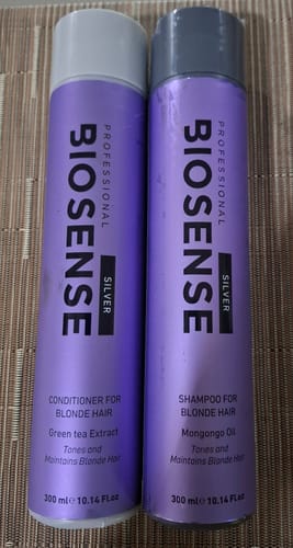 Customer photo review of Biosense Silver Hair Care Duo - Shampoo & Conditioner for Gray Hair