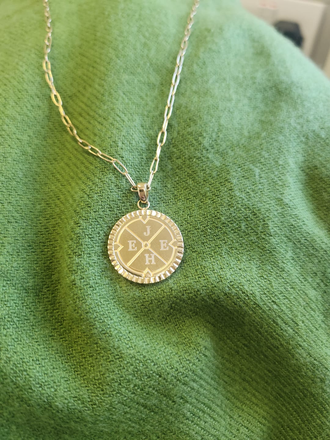 Customer photo review of Engravable Compass Necklace