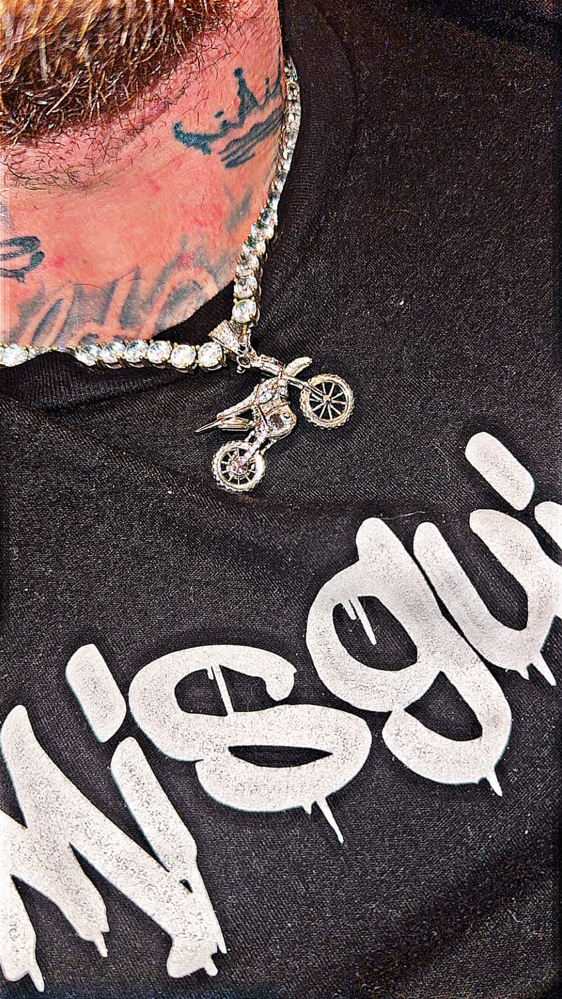 Customer photo review of Iced Bike Life Pendant - White Gold