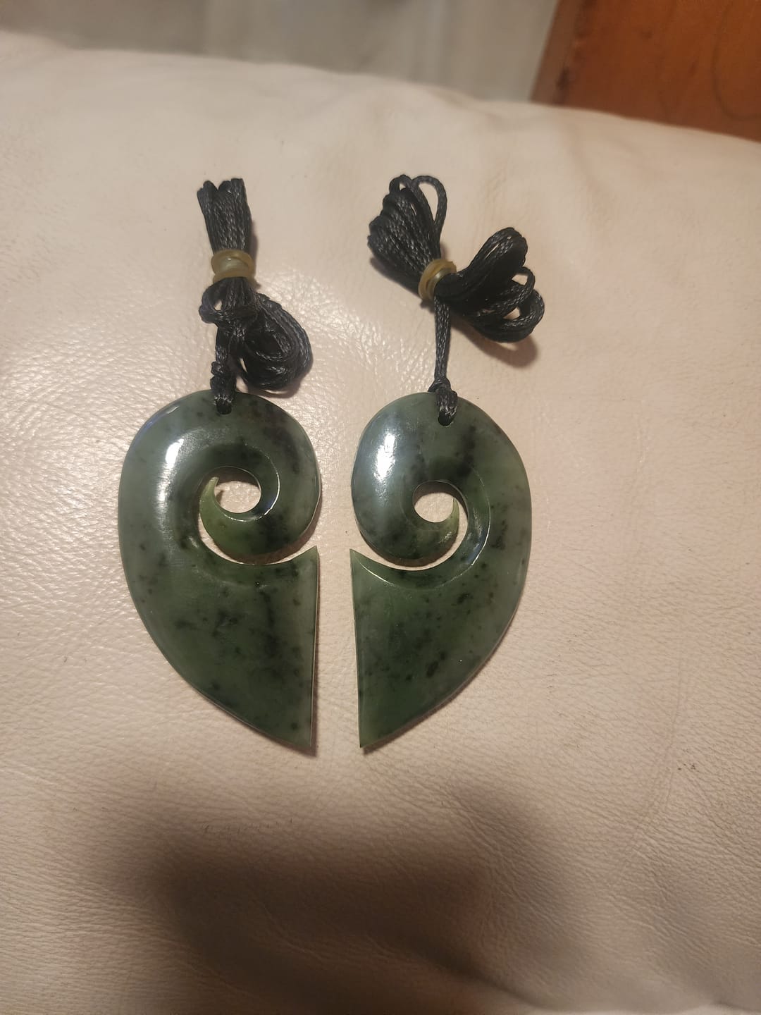 Customer photo review of Genuine NZ Greenstone Split Heart Necklace