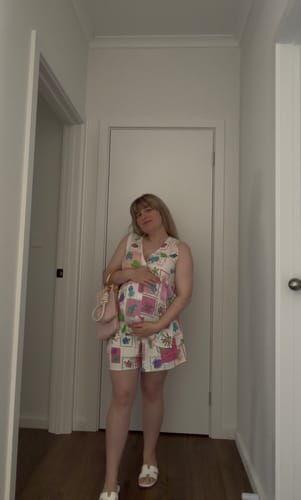 Customer photo review of Carol 2 Piece Maternity Casual Set in Pineapple