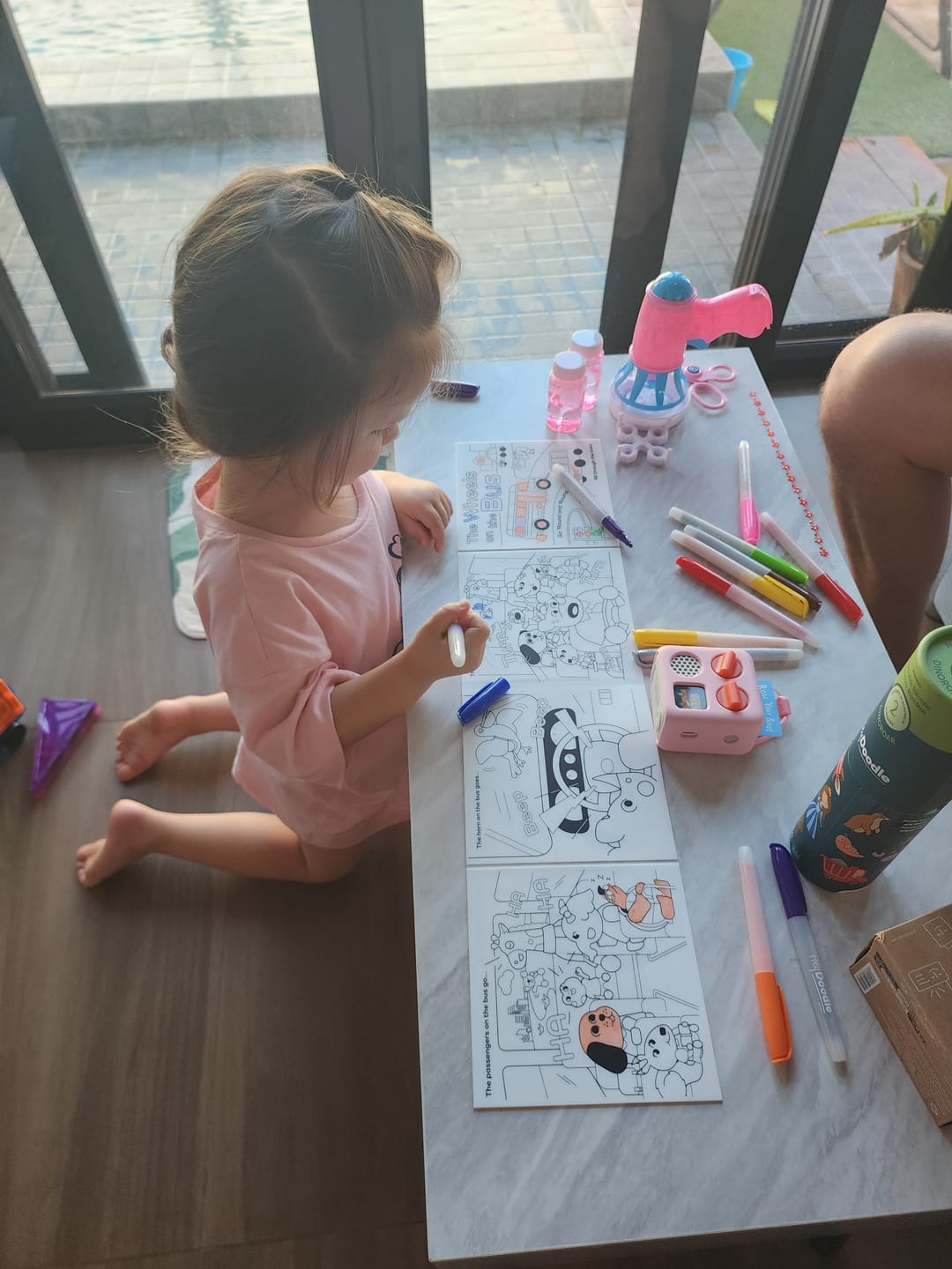 Customer photo review of Wheels On The Bus Tales - Reusable Colouring Book
