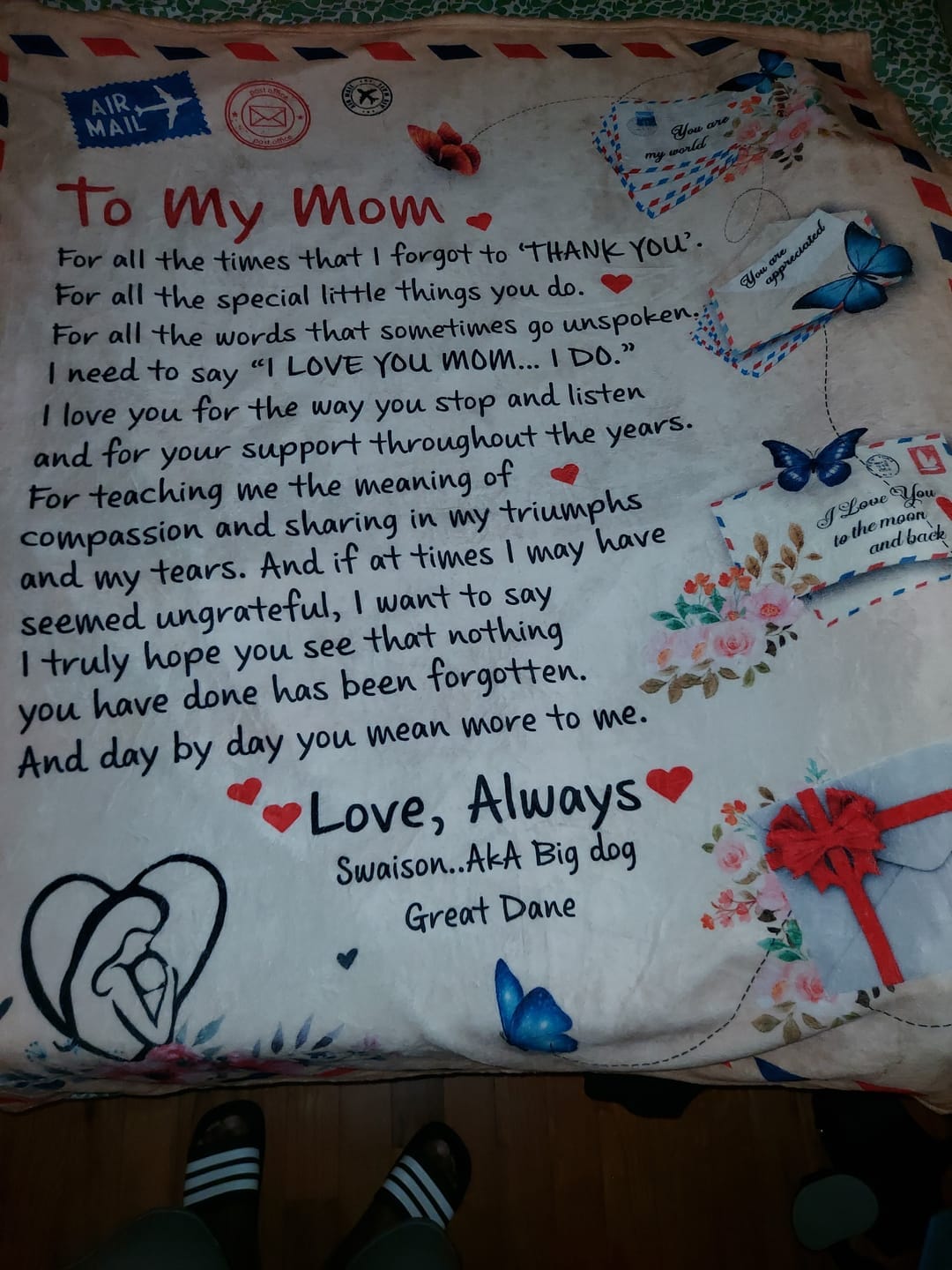 Customer photo review of Mom - Giant Post Card Blanket Gift
