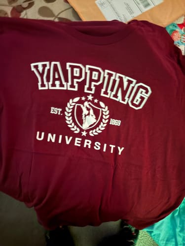Customer photo review of Yapping University Unisex t-shirt