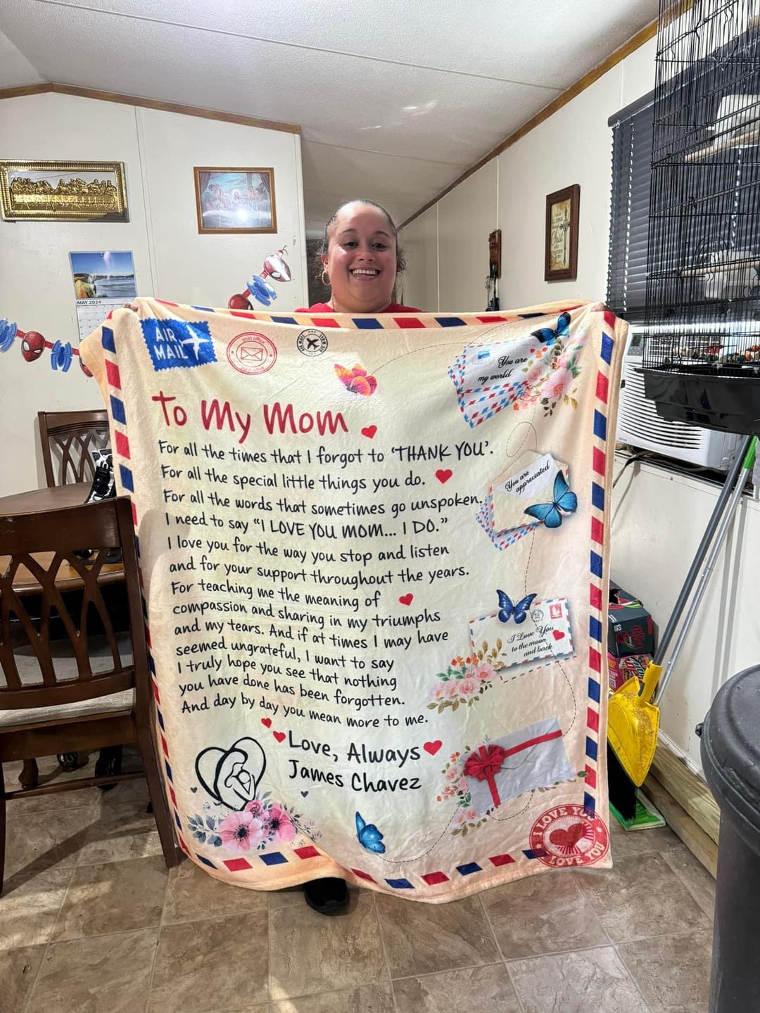 Customer photo review of Mom - Giant Post Card Blanket Gift