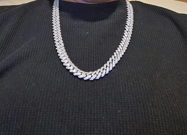Customer photo review of 8-12mm Iced Prong Cuban Chain