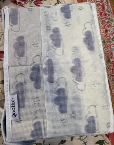 Customer photo review of Diaper Caddy with Lid- Dreamy Clouds Warm Neutral tones (Available in 2 colors)