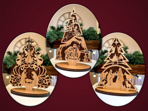Customer photo review of Standing Nativity scene tree ornaments laser cut svg file
