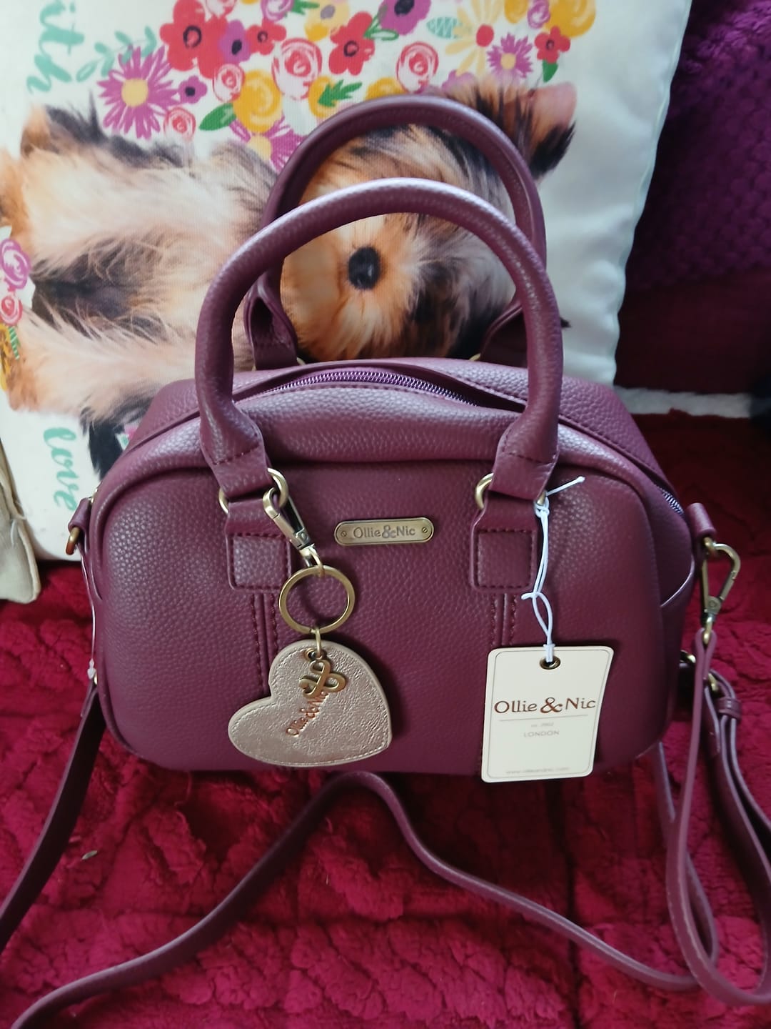 Customer photo review of Heart Bag Charm - Antique Gold